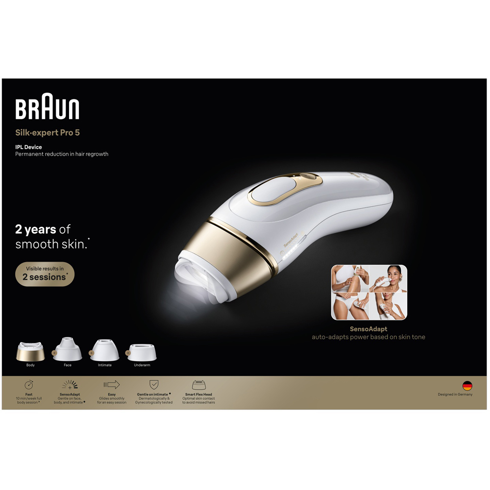 Braun Silk·expert Pro 5 Laser IPL Hair Removal Device with 4 Attachment Heads and Vanity Case Image 3