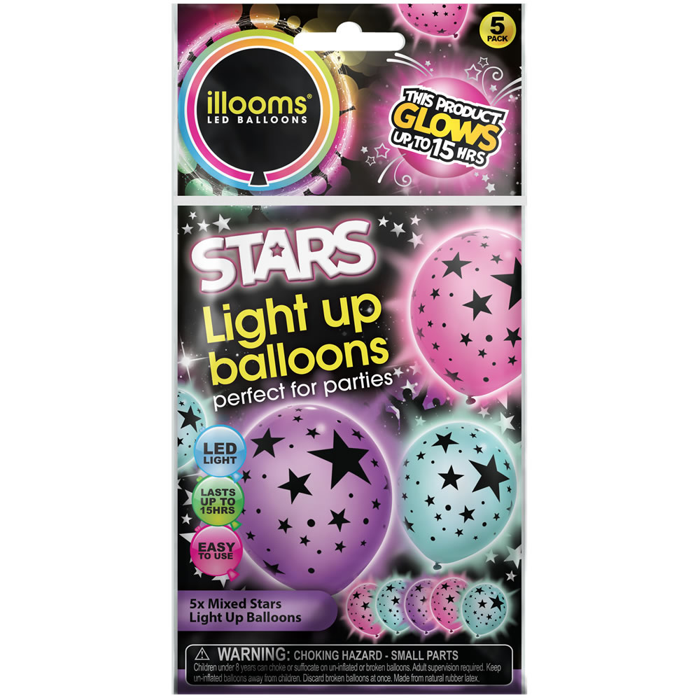 Illooms Light Up Balloons Stars 5pk Image