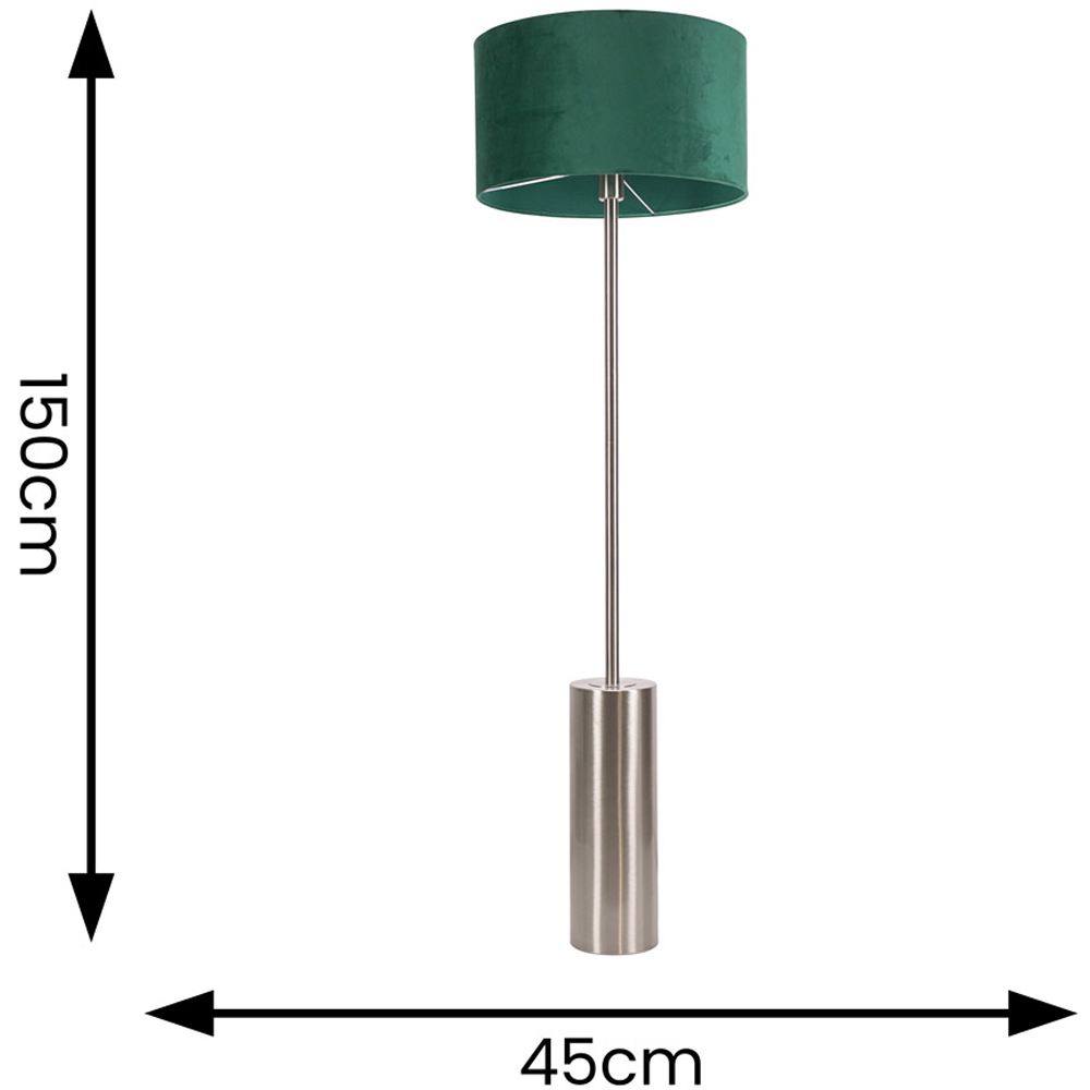 ValueLights Lexy Forest Green Velvet Shade Chrome LED Floor Lamp Image 5