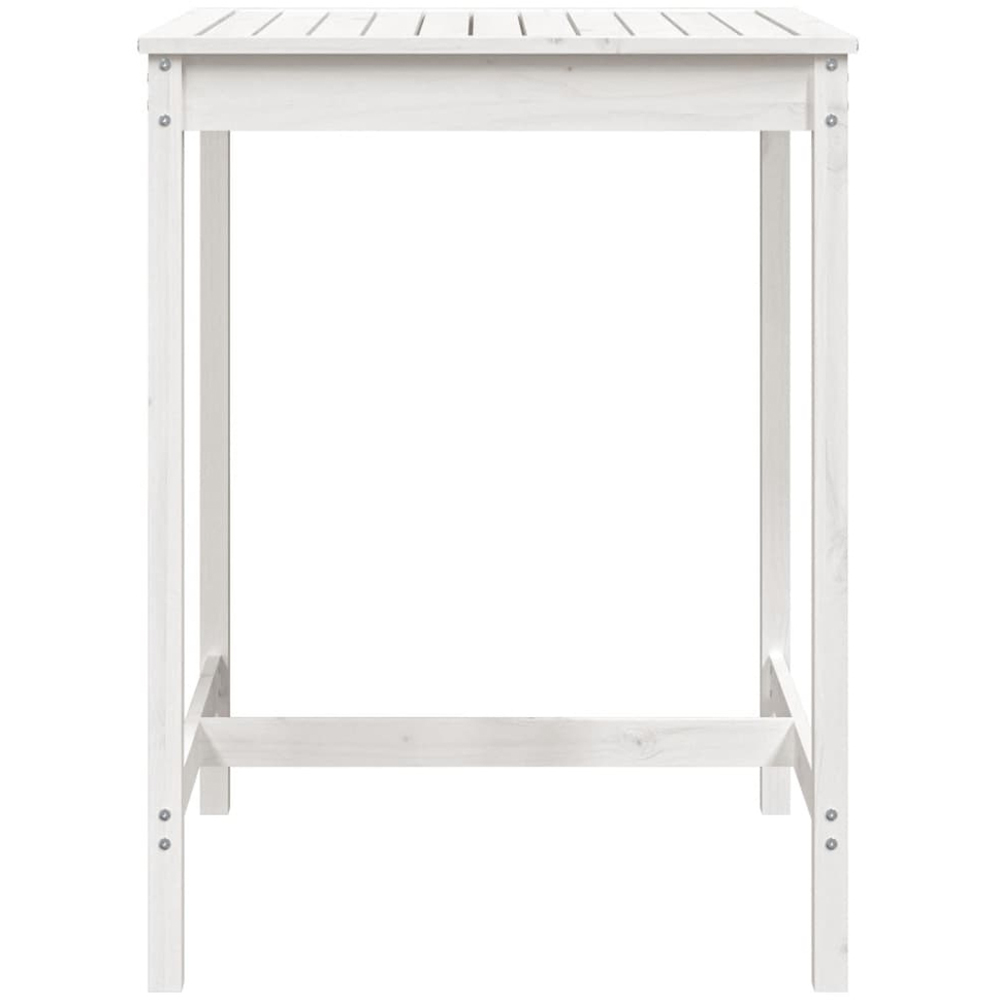 vidaXL 2 Seater Solid Pine Wood Slatted Garden Dining Table White Image 3