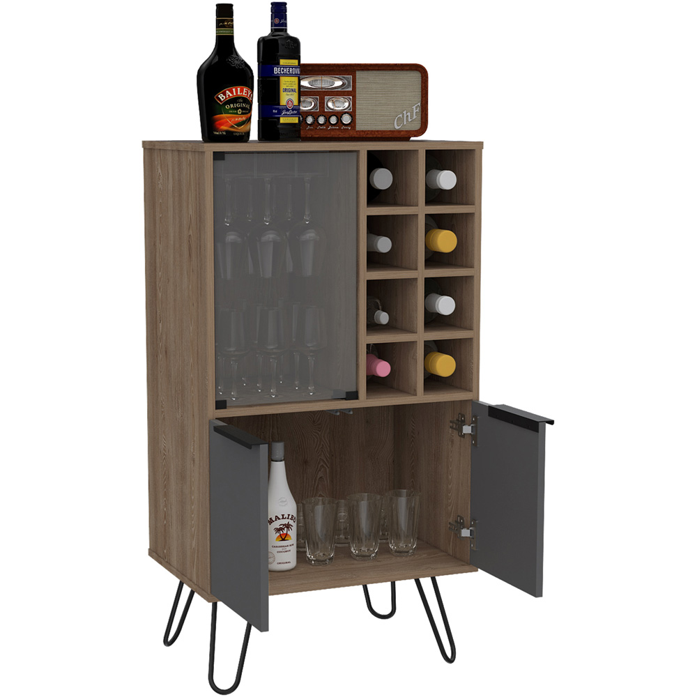 Core Products Vegas 3 Door Oak and Grey Wine Cabinet Image 4