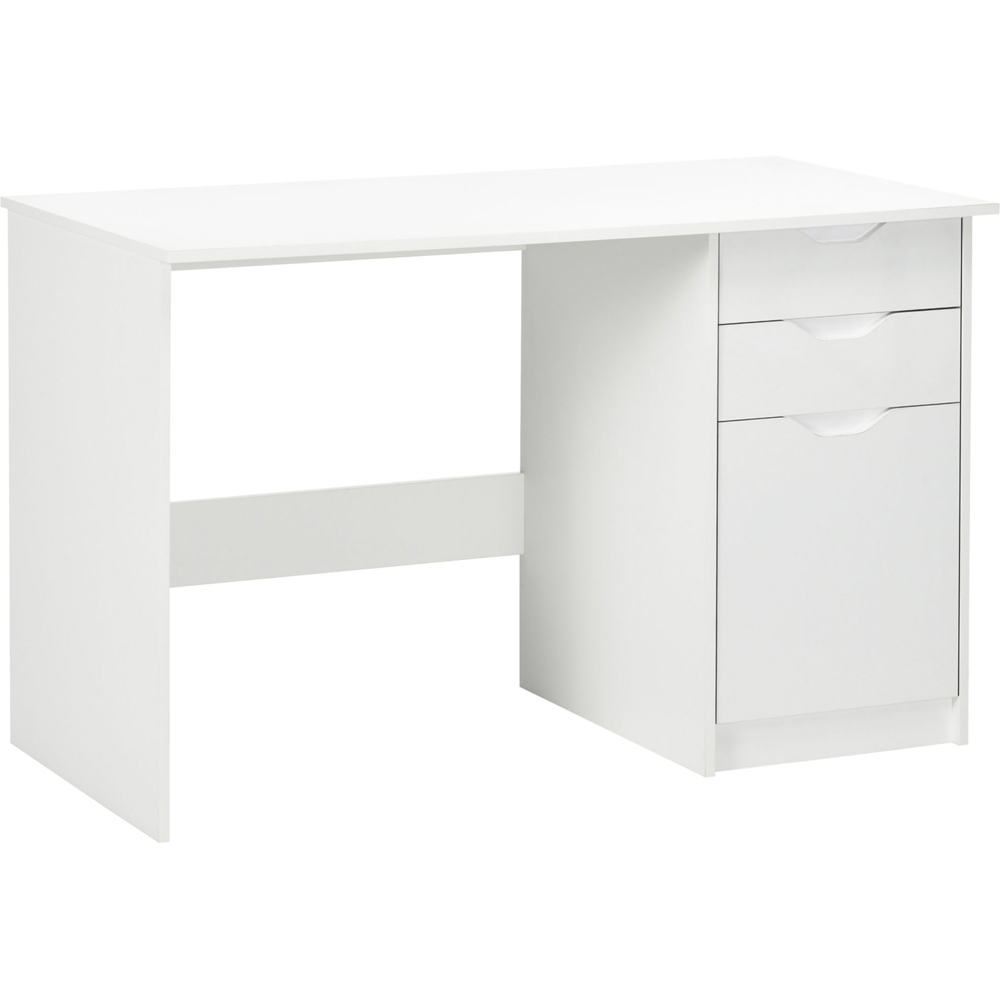 Portland Computer Desk with Drawers White High Gloss Image 2