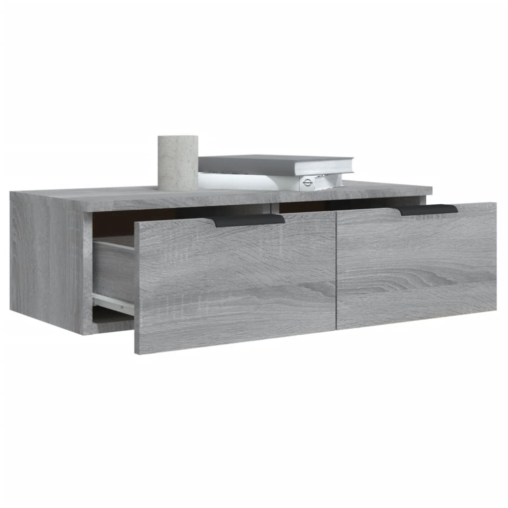vidaXL 2 Drawer Grey Sonoma Oak Wall Cabinet 2 Pack Image 5