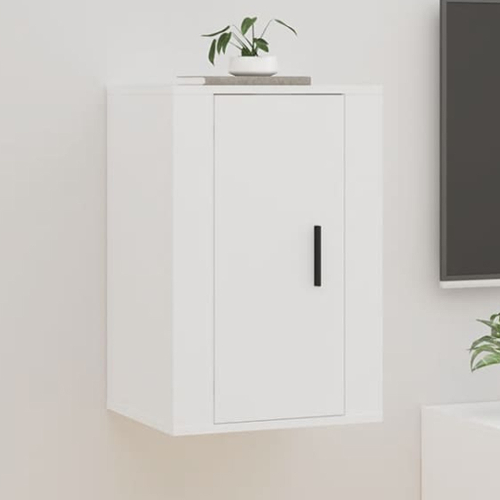 vidaXL Single Door White Wall Mounted TV Cabinet Set of 2 Image 1
