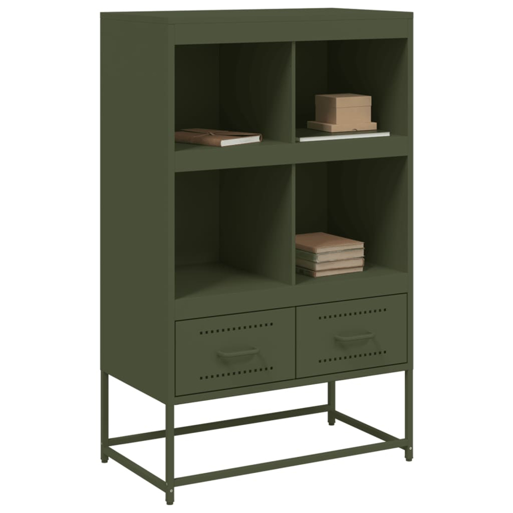 vidaXL 2 Drawer 4 Shelf Green Cold-Rolled Steel Highboard Image 7