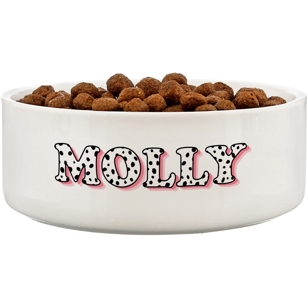 Personalised Memento Pink Spots Name Medium Pet Bowl 14cm Image 1