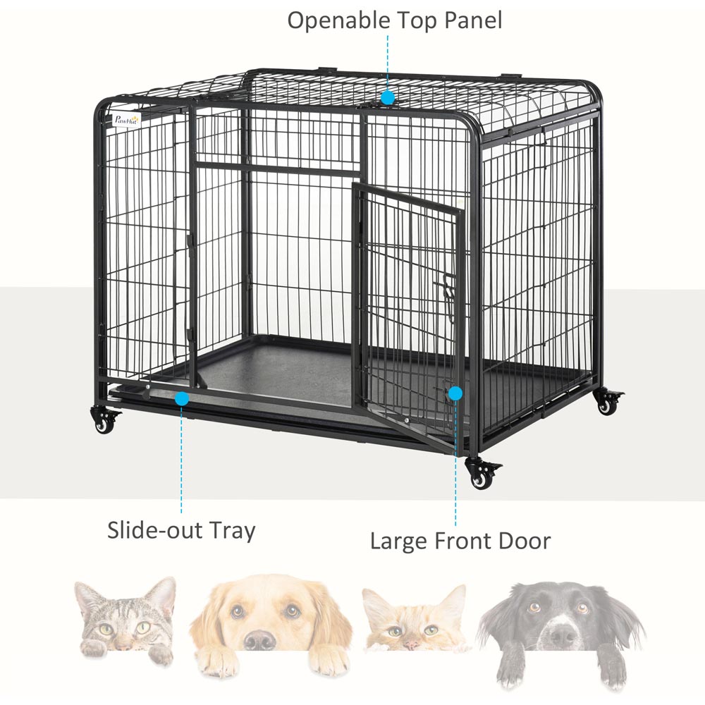 PawHut 109 x 71 x 78cm Metal Dog Cage Kennel Image 3