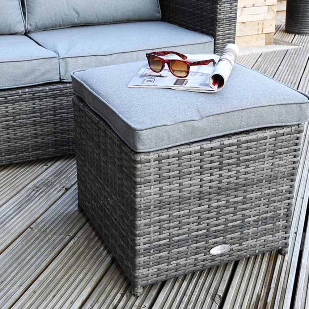 Charles Bentley Grey Rattan Foot Stool Set of 2 Image 1