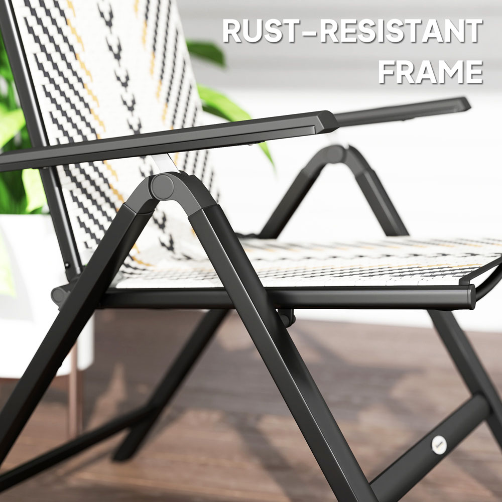 Outsunny Set of 2 Black Rattan 5 Position Adjustable Folding Garden Chair Image 8