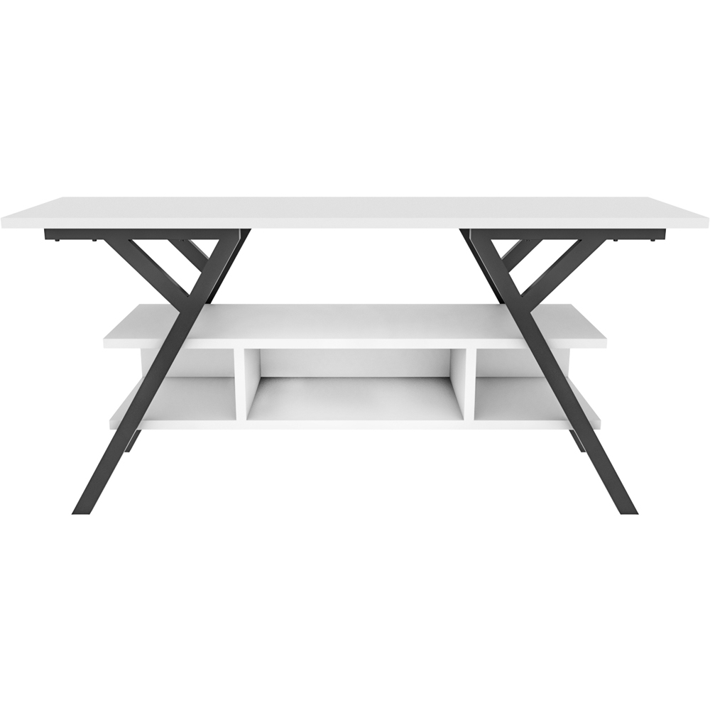 Decorotika Minerva Decorative 4 Open Shelf Black and White TV Unit Image 3