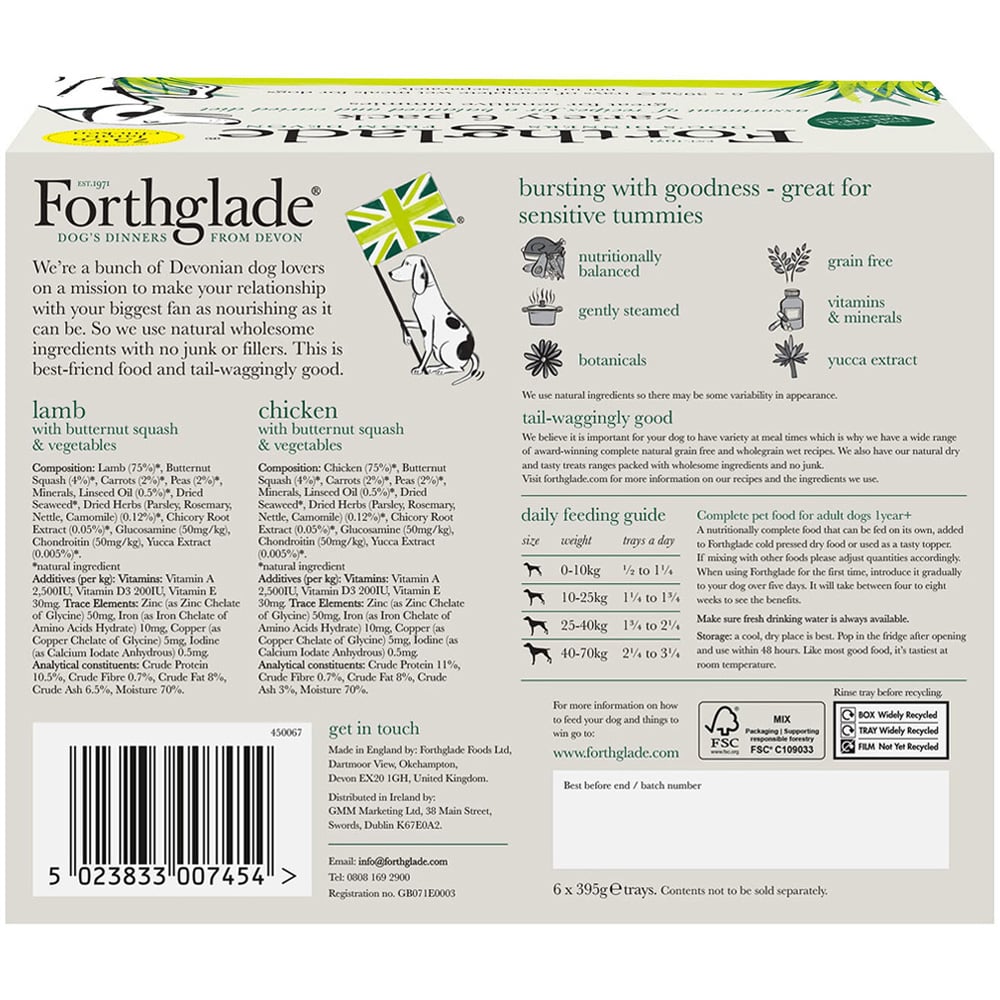 Forthglade Lamb and Chicken Adult Dog Food 395g 6 Pack Image 2