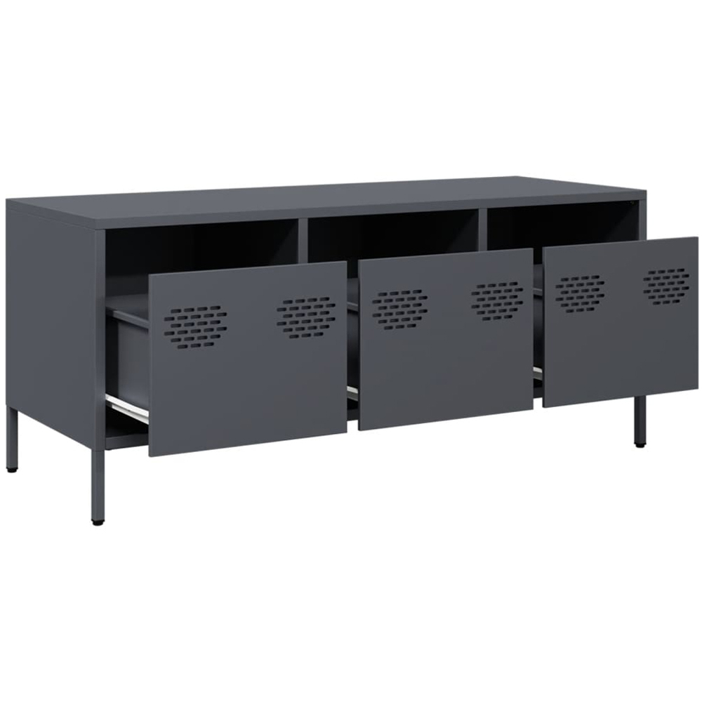 vidaXL 3 Drawer Anthracite Steel TV Cabinet Image 4