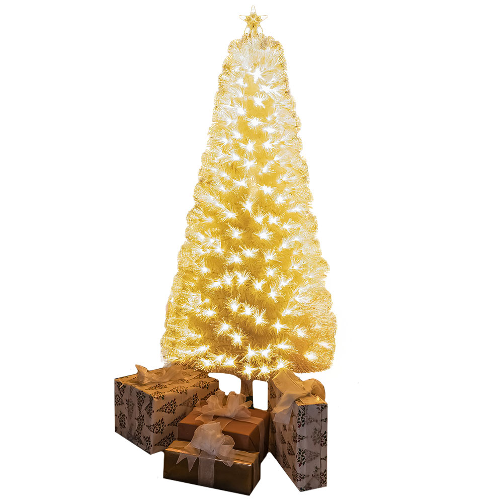 The Christmas Centre 230 Warm White LED Pre-Lit White Fibre Optic Artificial Xmas Tree 6ft Image 1