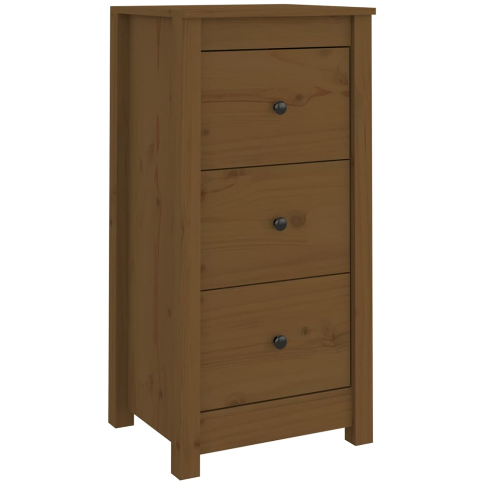 vidaXL 3 Drawer Honey Brown Solid Pine Wood Sideboard Set of 2 Image 7