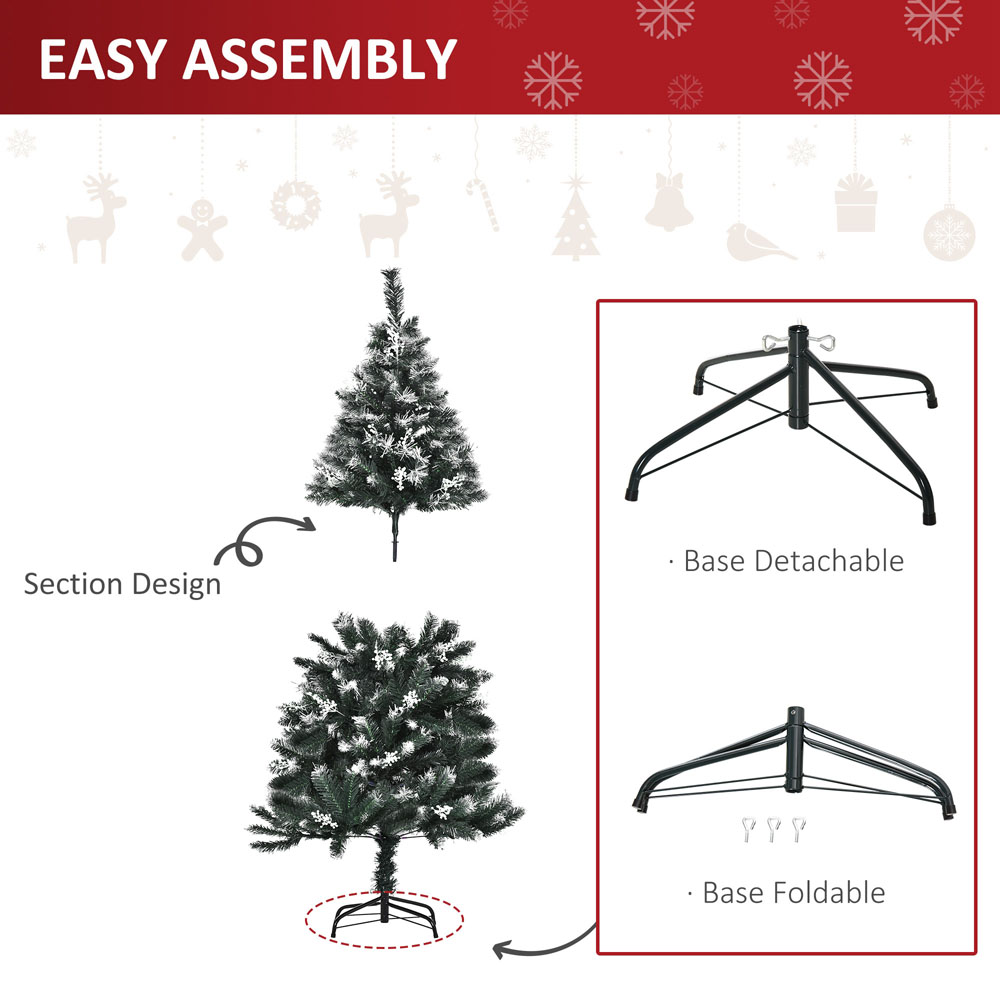 Everglow Snow Dipped Dark Green Artificial Christmas Tree with Foldable Feet 5ft Image 6