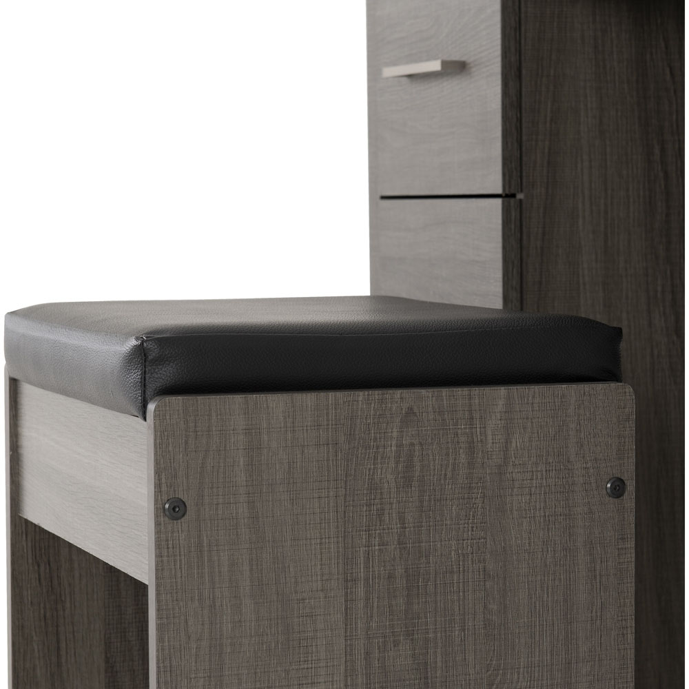 Seconique Lisbon 3 Drawer Black Wood Grain Faux Leather Dressing Table Set with Mirror Image 6