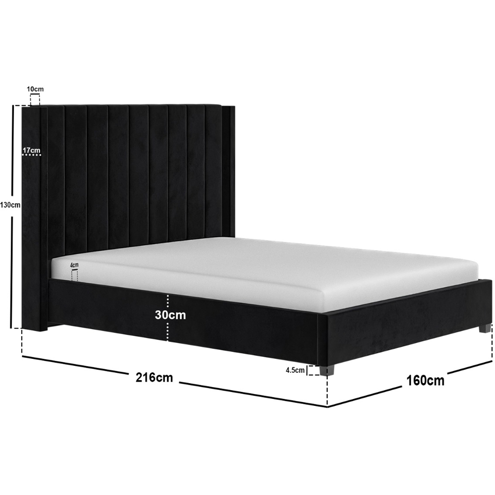 Flair Tiggy King Size Black Velvet Ottoman Bed with Winged Headboard Image 7