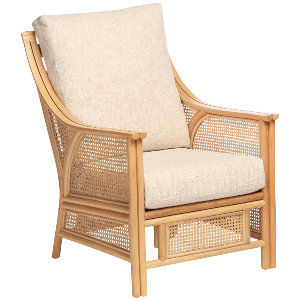 Desser Furniture Chester Natural Rattan Cotton Cream Chair Image 2