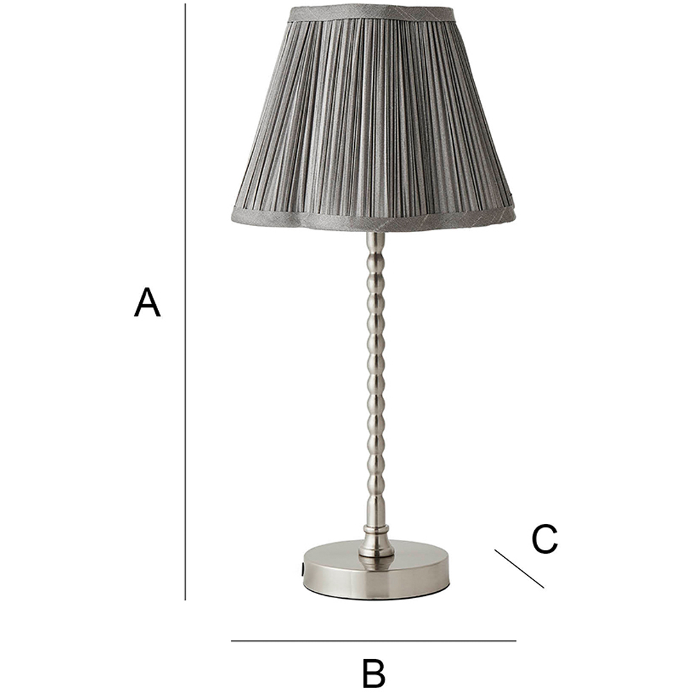 ValueLights Maeve Dark Grey Pleat Faux Silk Scallop Shade Chrome Bobbin LED Table Lamp Image 7