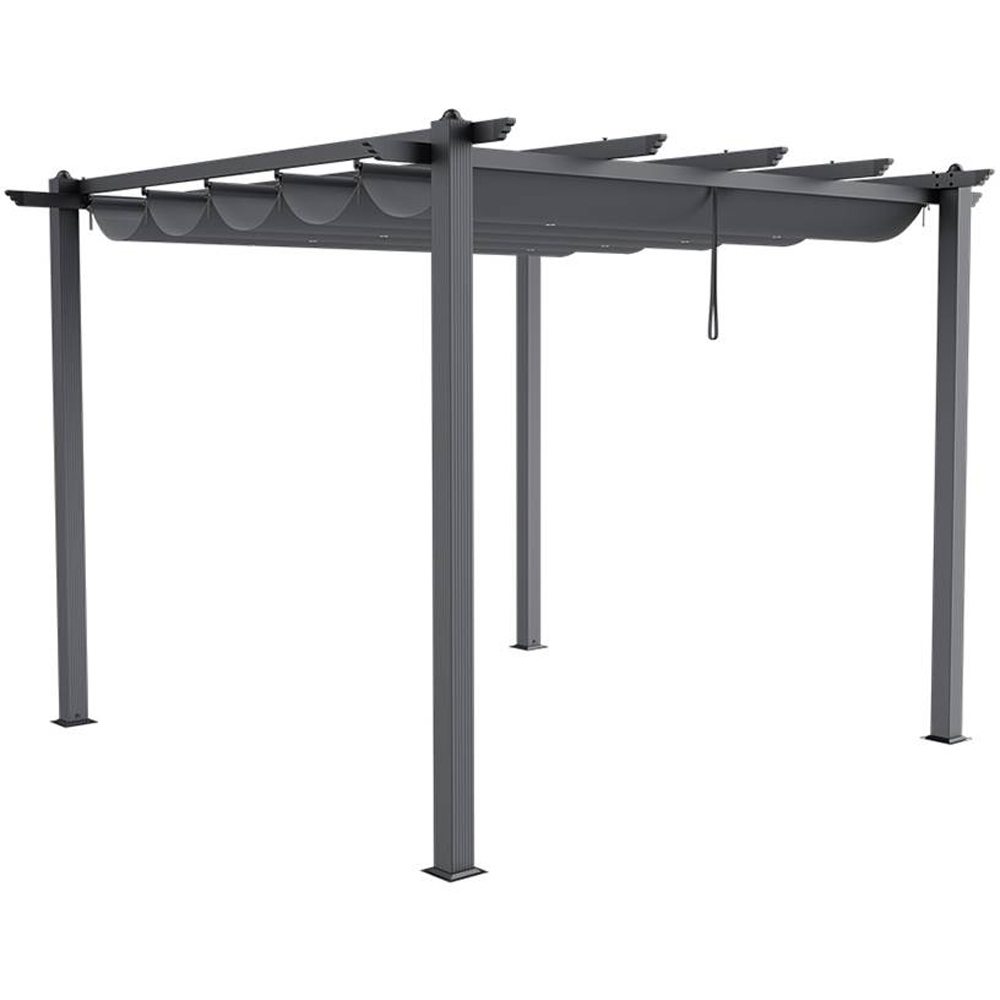 Living and Home Black Patio Deck Pergola with Canopy 4 x 3m Image 2