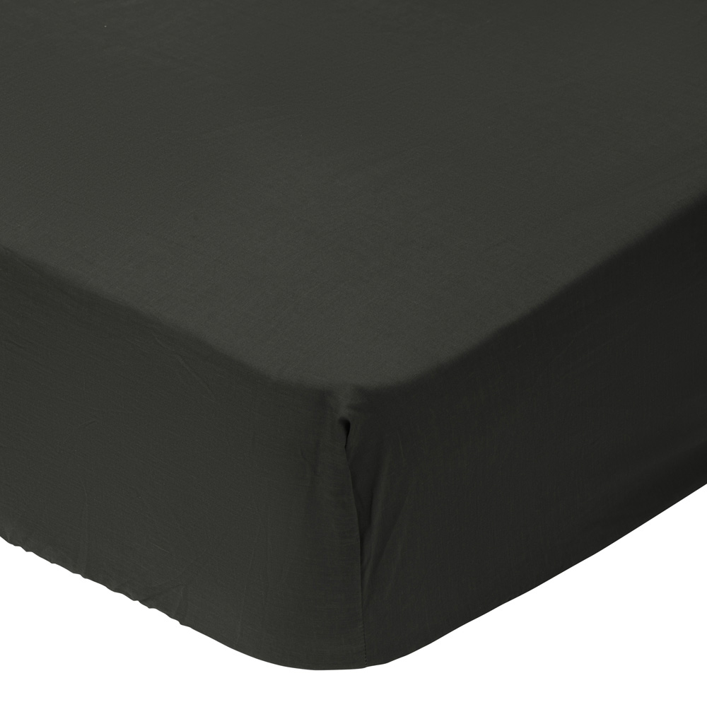 Wilko Best Single Black 300 Thread Count Percale Fitted Bed Sheet Image 1