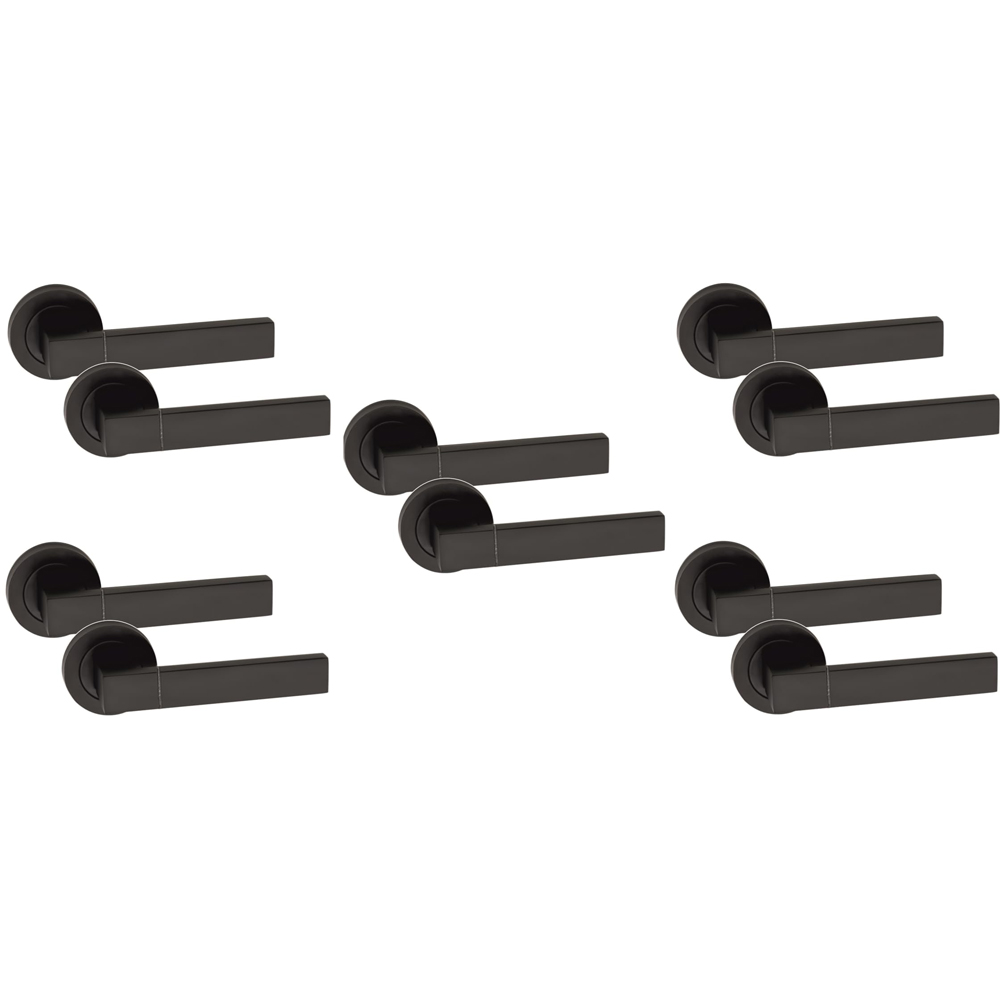 Golden Grace Capri Matt Black Latch Door Handle Pair 52mm 5 Pack Image 1