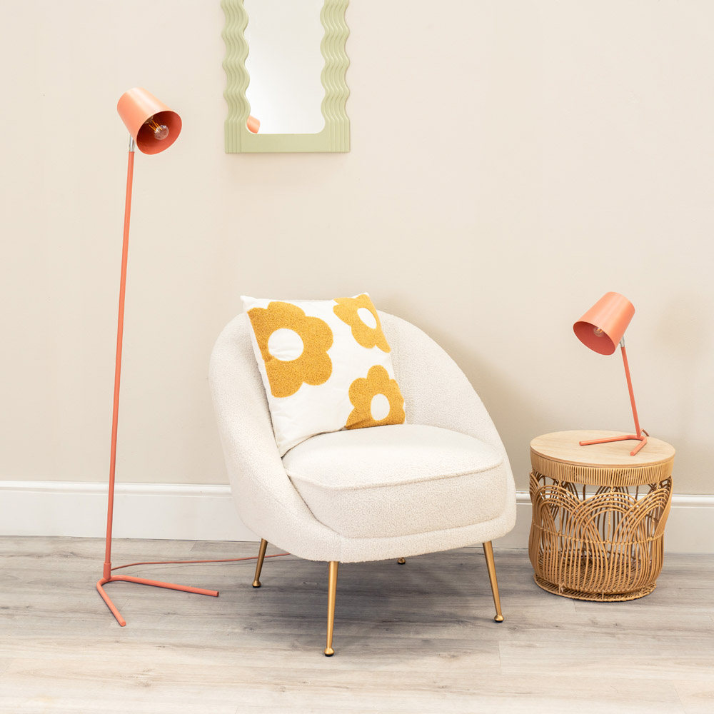 ValueLights Woody Blush Pink Dome Shade Freestanding LED Table Lamp Image 3