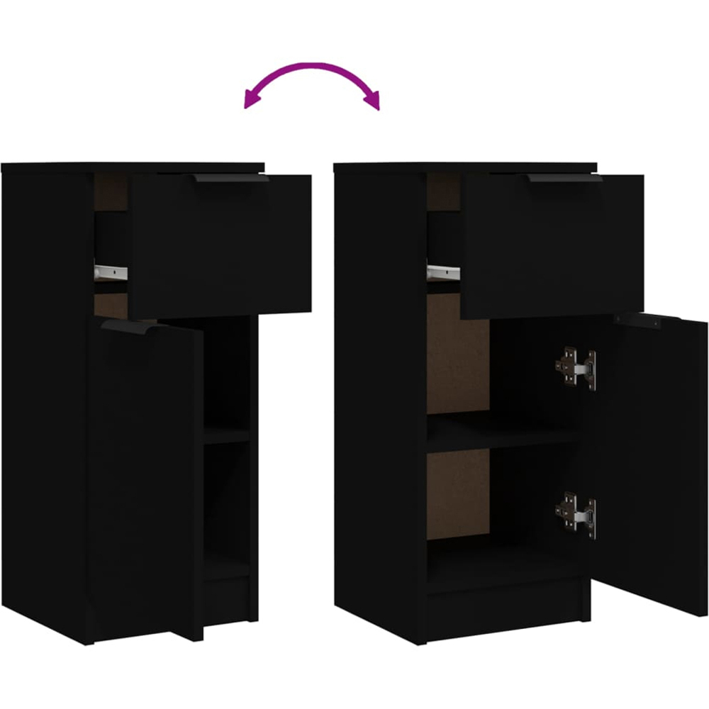 vidaXL Single Door Single Drawer Black Wooden Sideboard Image 8
