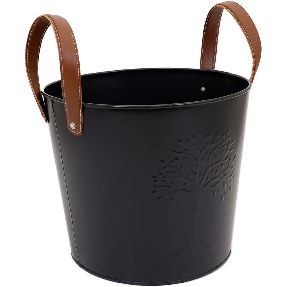 Charles Bentley Small Black Life Tree Embossed Oval Bucket Image 1