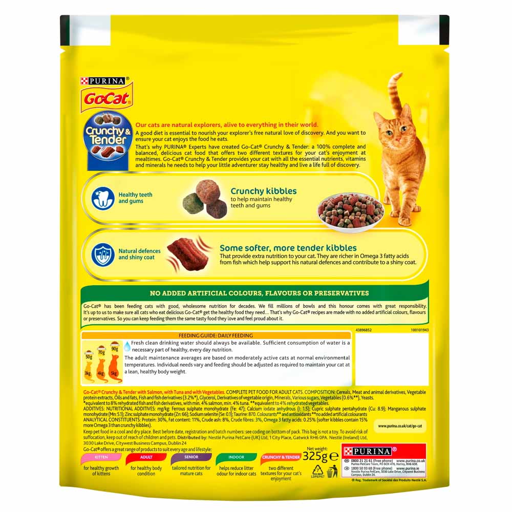 GoCat Crunchy and Tender Dry Cat Food Fish Selection 325g Wilko