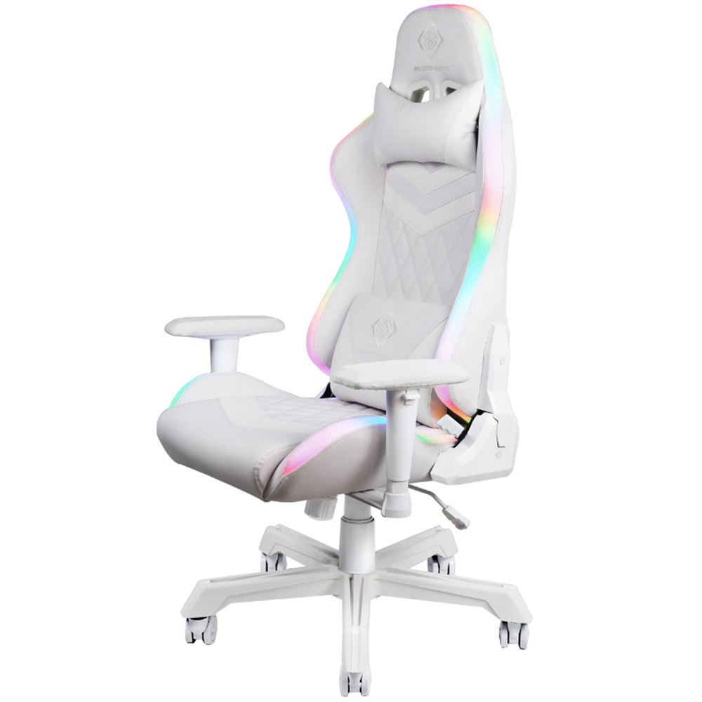 Deltaco White Leather RGB LED Gaming Chair Image 3