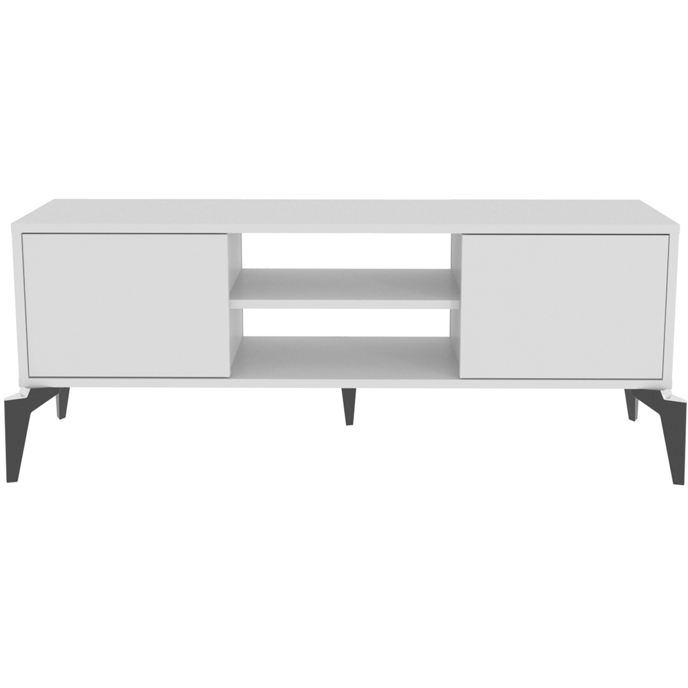 Decorotika Lojo 2 Door 2 Shelf White TV Stand for 50 inch TV Image 2