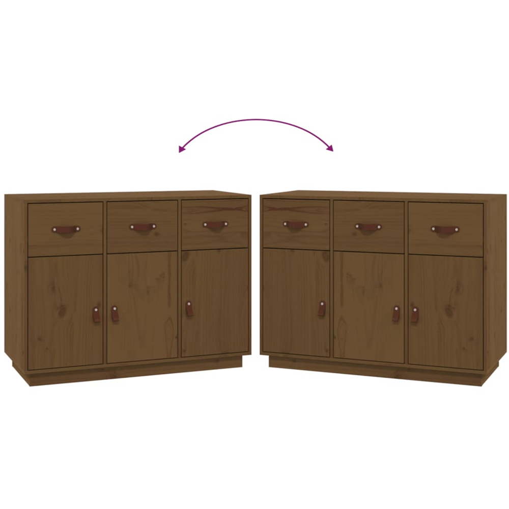 vidaXL 3 Door 3 Drawer Honey Brown Solid Pine Wood Sideboard Image 8