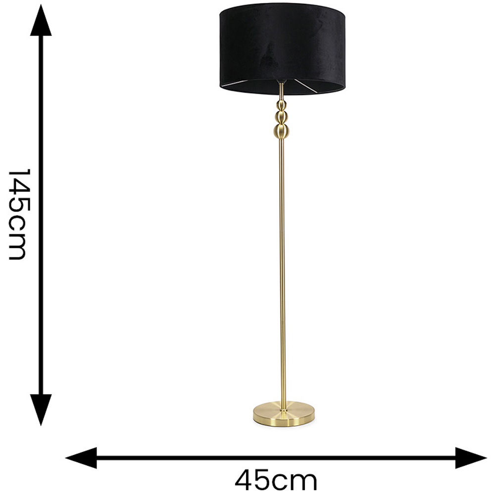 ValueLights Marissa Black Velvet Shade Gold Ball LED Floor Lamp Image 6
