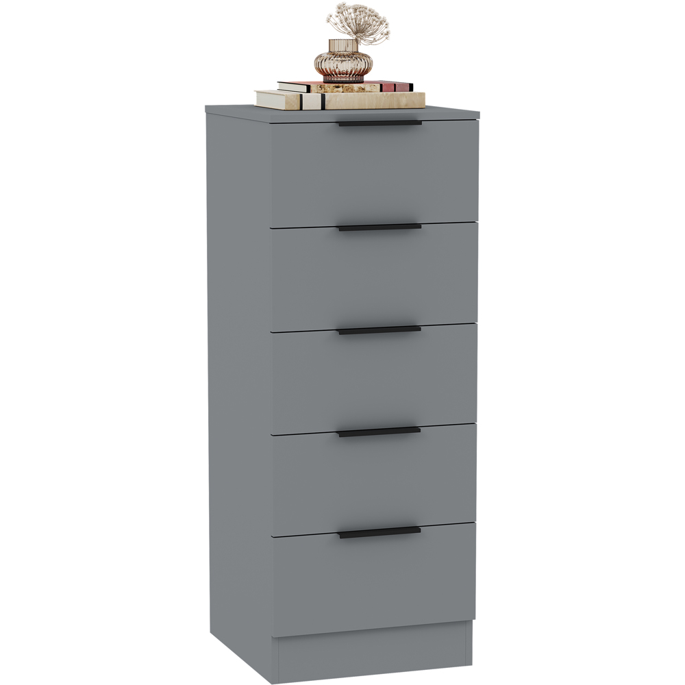 VIDA DESIGNS Trega 5 Drawer Grey Narrow Bedside Cabinet Image 2