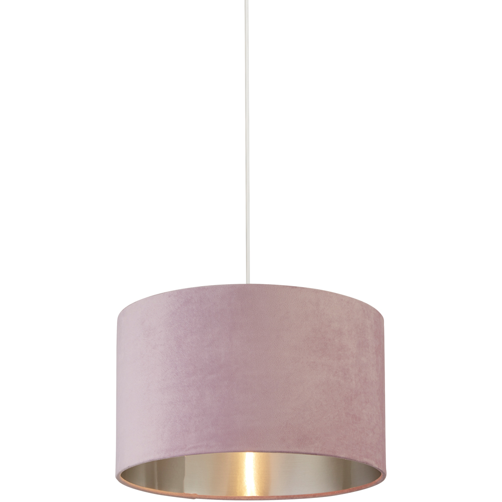 Lighting Collection Lilac Silver Inner Velvet Drum Shade 40cm Image 3