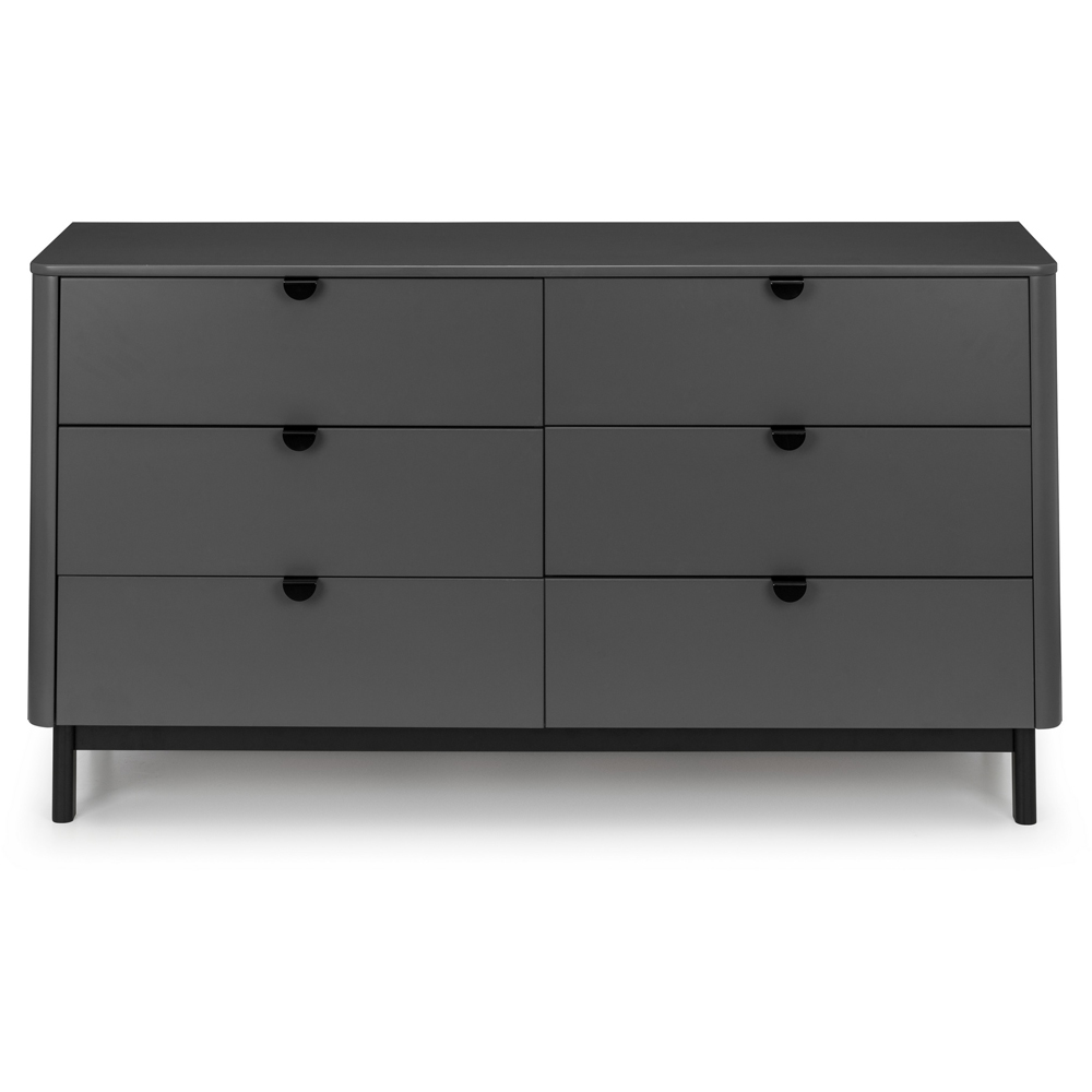 Julian Bowen Chloe 6 Drawer Storm Grey Lacquer Wide Chest of Drawers Image 2