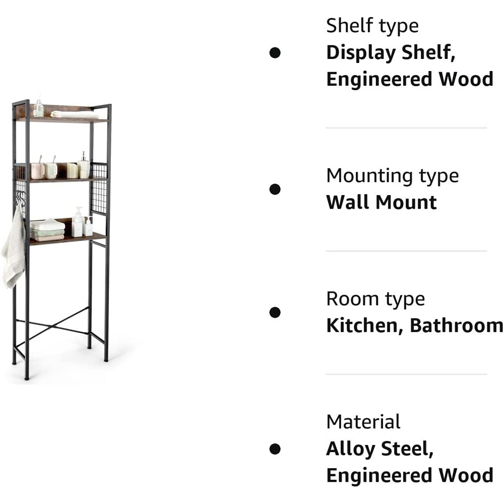 Costway 3 Shelf Over The Toilet Storage Rack Image 8