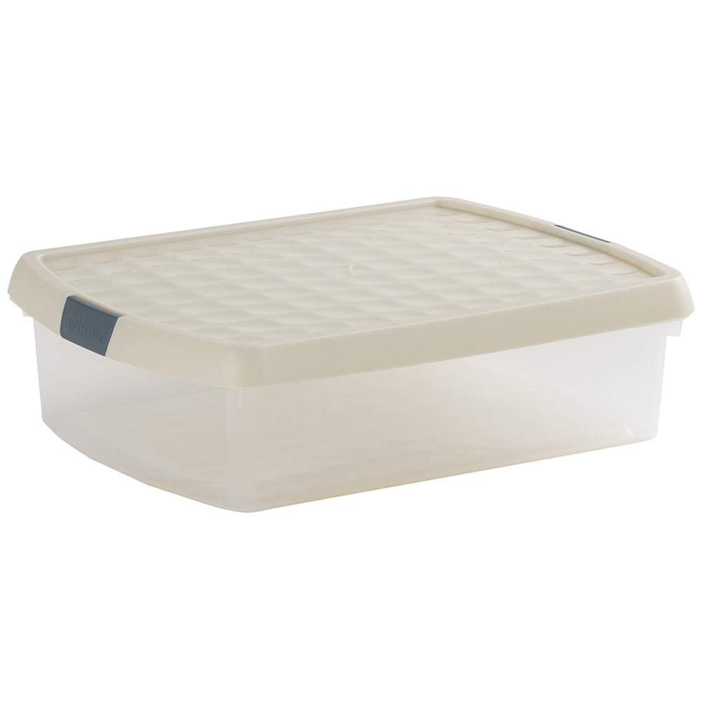 Wham Clip 8.5L Clear Stone and Slate Grey Rectangular Storage Box with Lid 3 Pack Image 1