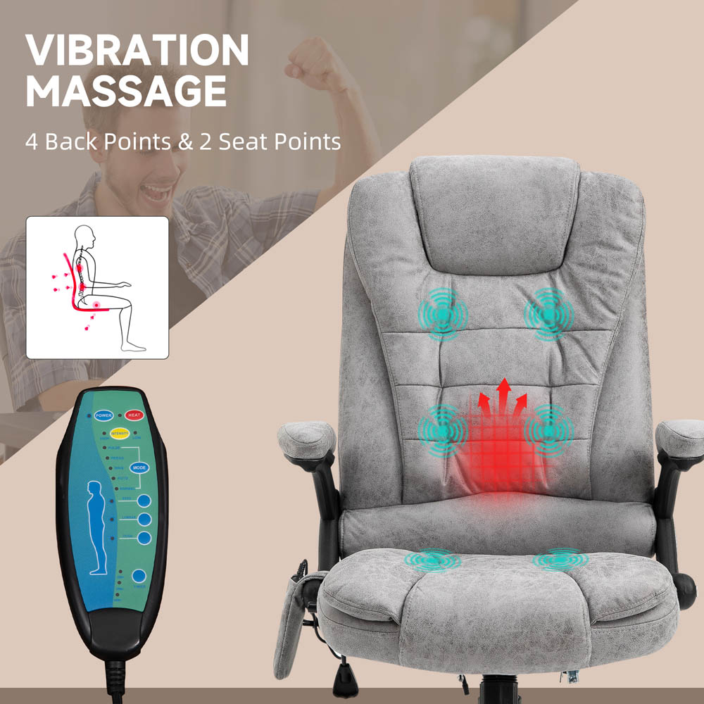 Portland Grey Microfibre Swivel Massage Recliner Office Chair Image 3