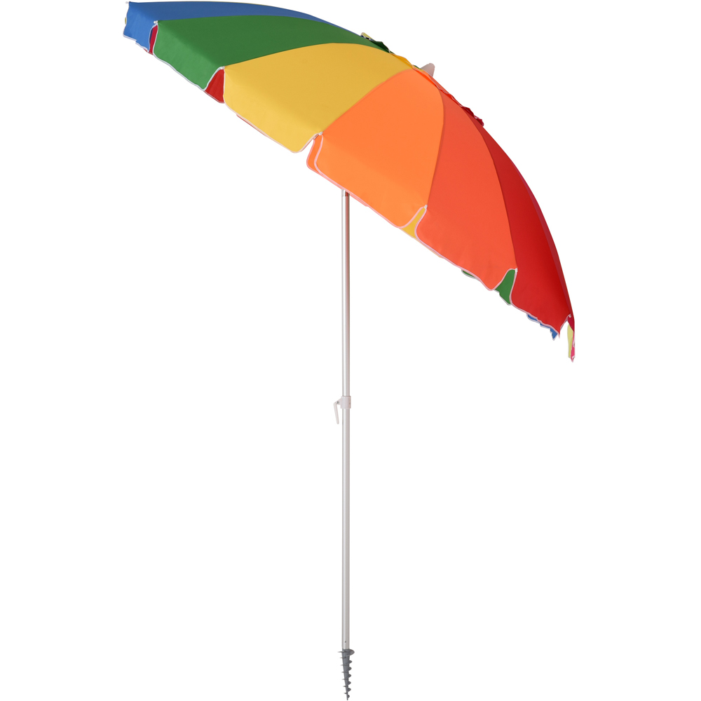 Outsunny Multicolour Adjustable Umbrella Parasol 2.4m Image 1