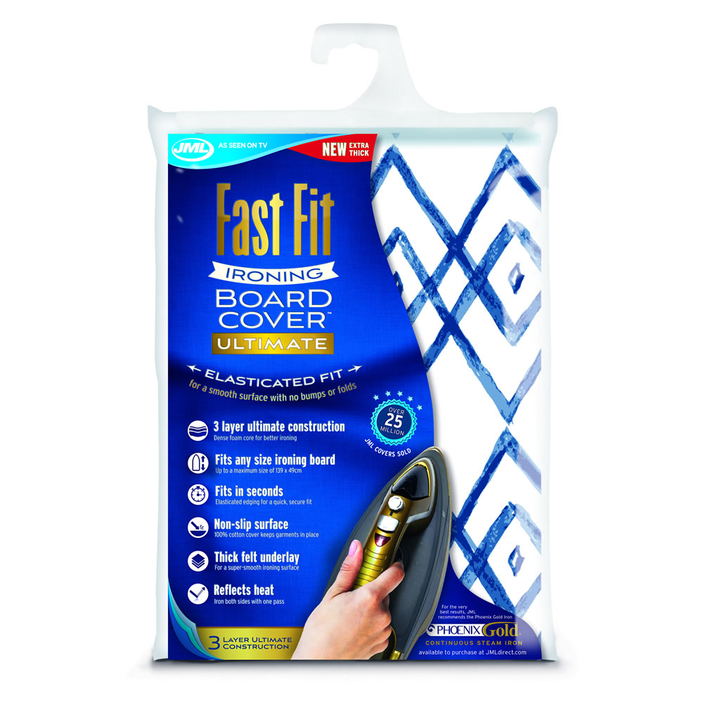 JML Ultimate Fast Fit Ironing Board Cover Criss Cross Design Wilko