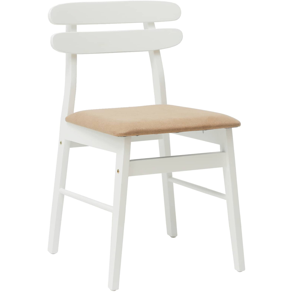 vidaXL Set of 2 White and Brown Rubberwood Rectilinear Vintage Dining Chairs Image 2
