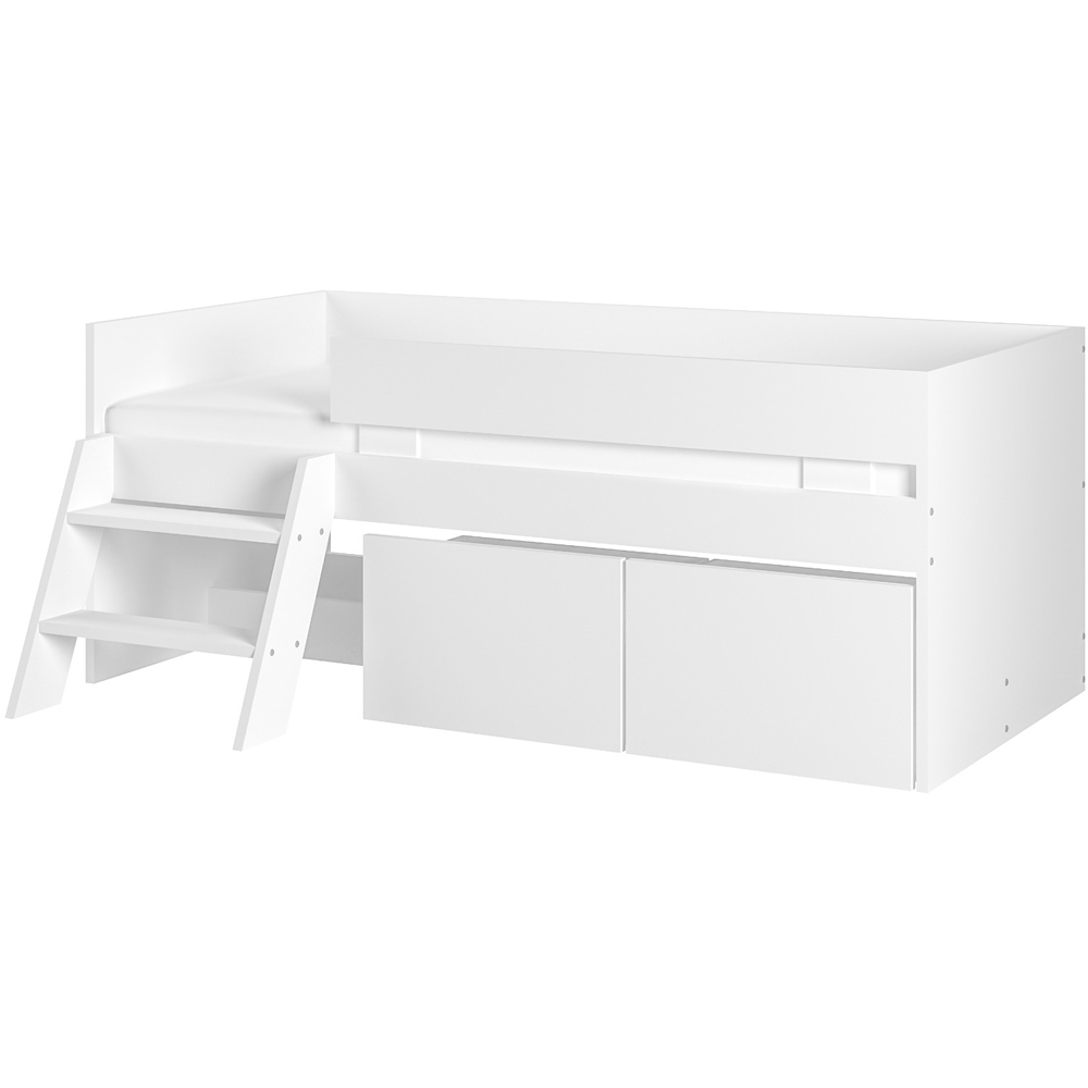 Flair Logan White Low Sleeper Bed with Storage and Moveable Ladder Image 2