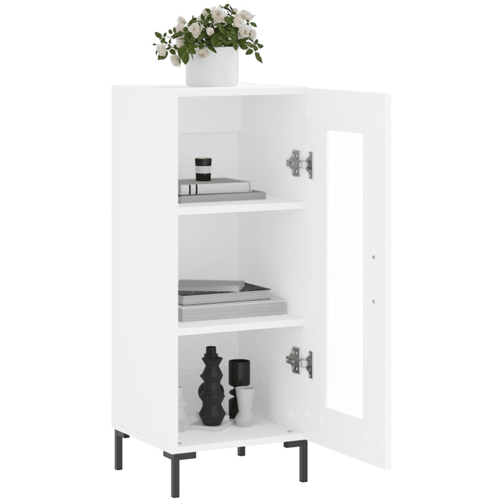 vidaXL Single Glass Door White Sideboard Image 4