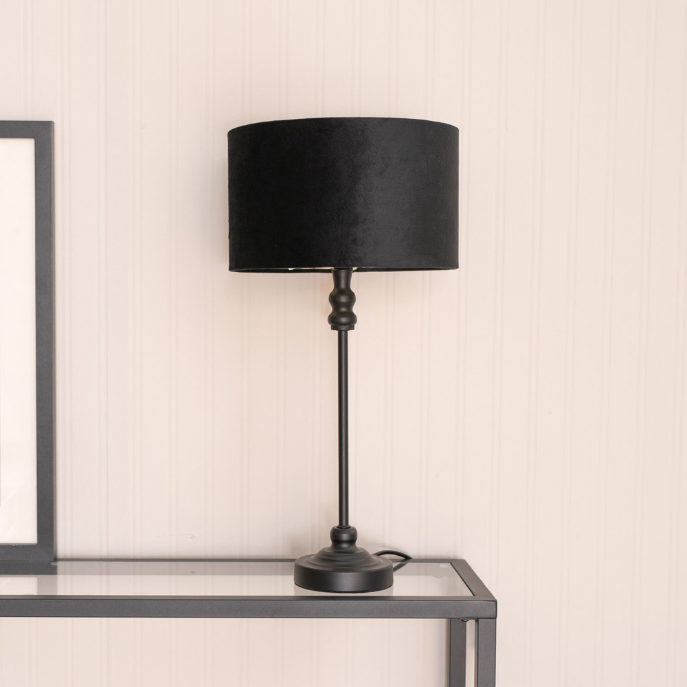 ValueLights Maggie Black Candlestick LED Table Lamp with Black and Gold Lamp Shade Image 2