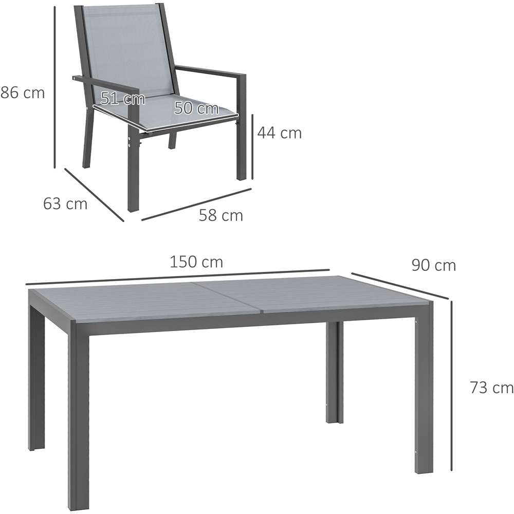 Outsunny 6 Seater Plastic Wood Dining Set Grey Image 7