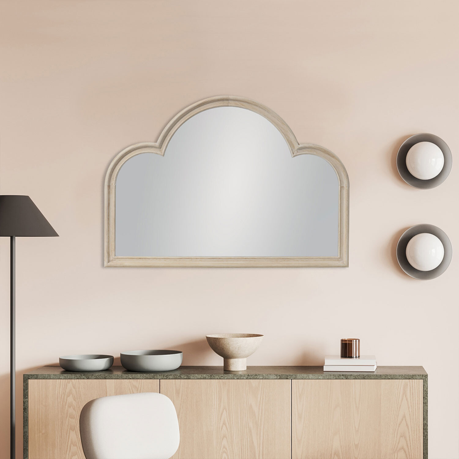 Maeve Washed Wooden Mirror - Wood / 70cm Image 2