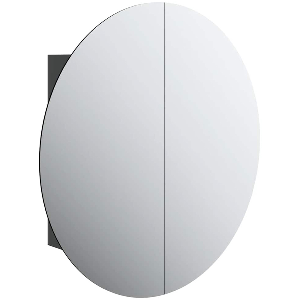 vidaXL 2 Door Black Round LED Mirror Bathroom Cabinet Image 2