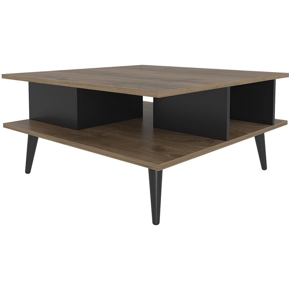 Decorotika Akya Walnut and Black Wide Coffee Table Image 2